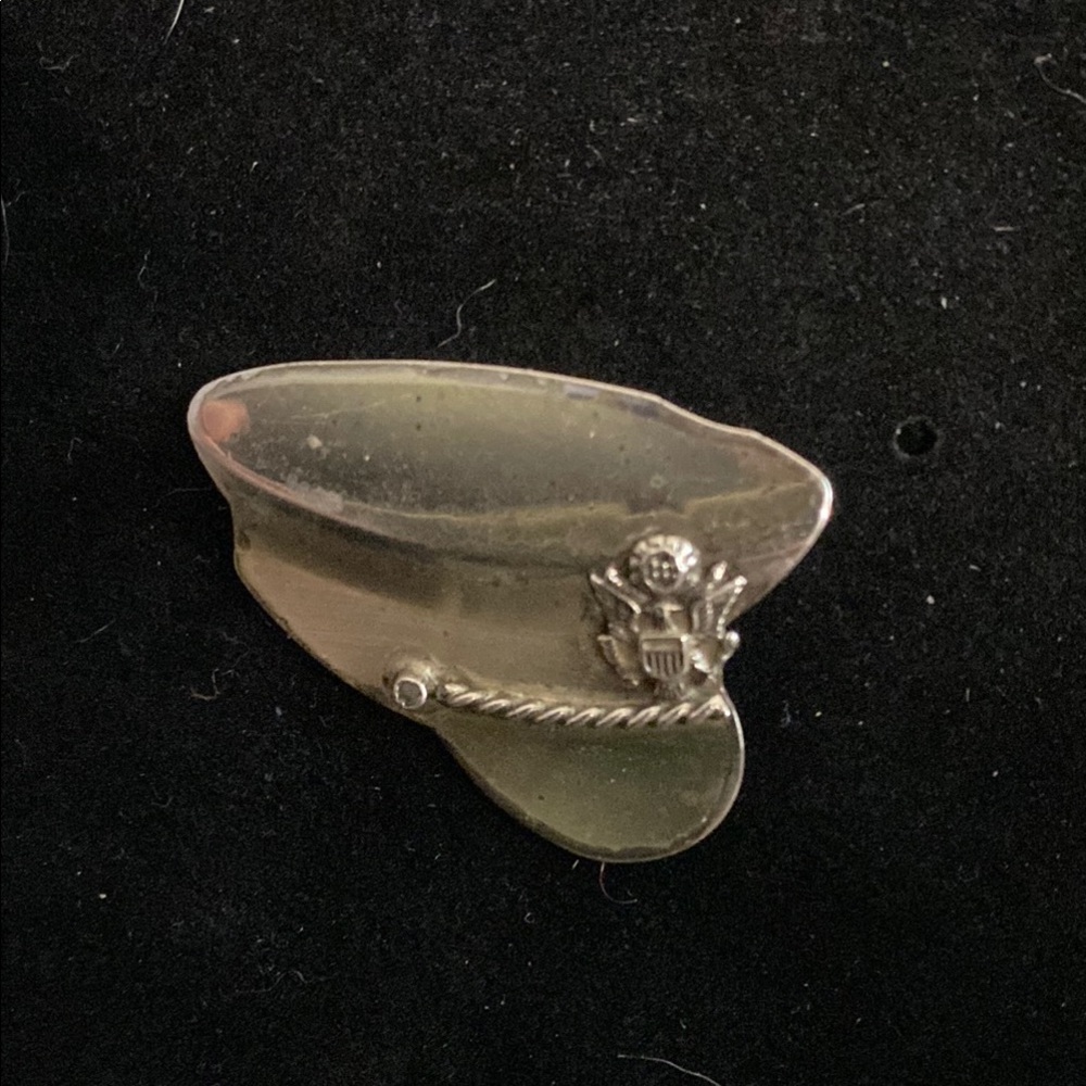 Vintage Sterling  WWII SweetHeart Brooch / Pin - Military Cap / Hat
